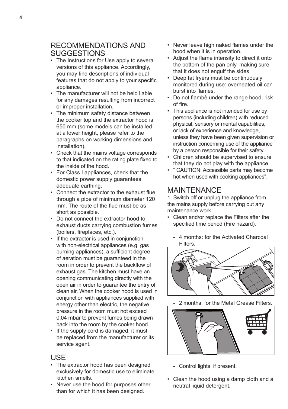 Recommendations and suggestions, Maintenance | AEG X69453MD0 User Manual | Page 4 / 96