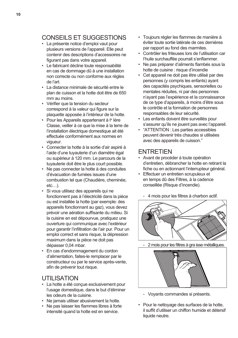 Conseils et suggestions, Utilisation, Entretien | AEG X66453MD0 User Manual | Page 10 / 96