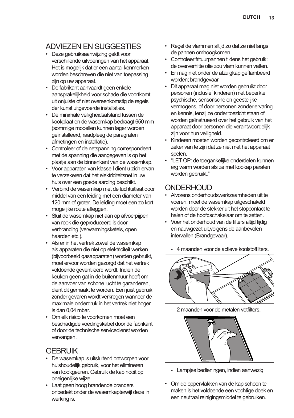 Adviezen en suggesties, Gebruik, Onderhoud | AEG X66453MD0 User Manual | Page 13 / 96