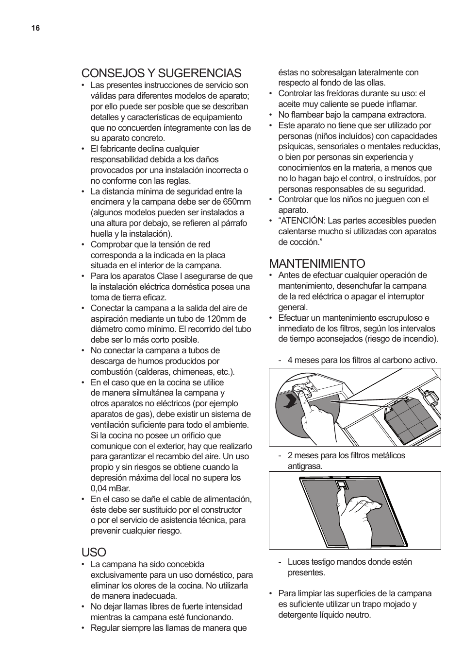 Consejos y sugerencias, Mantenimiento | AEG X66453MD0 User Manual | Page 16 / 96