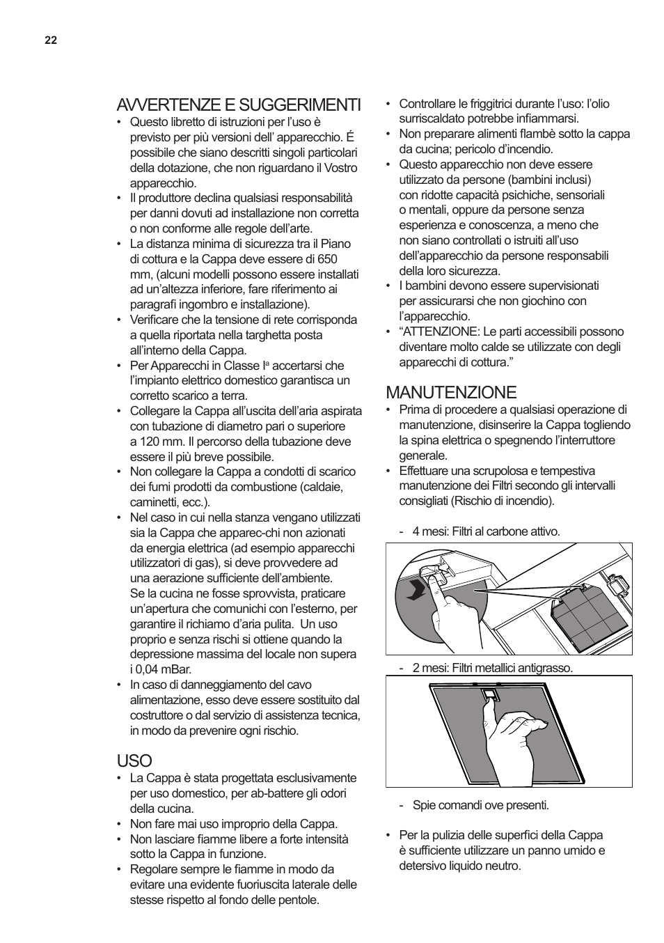 Avvertenze e suggerimenti, Manutenzione | AEG X66453MD0 User Manual | Page 22 / 96