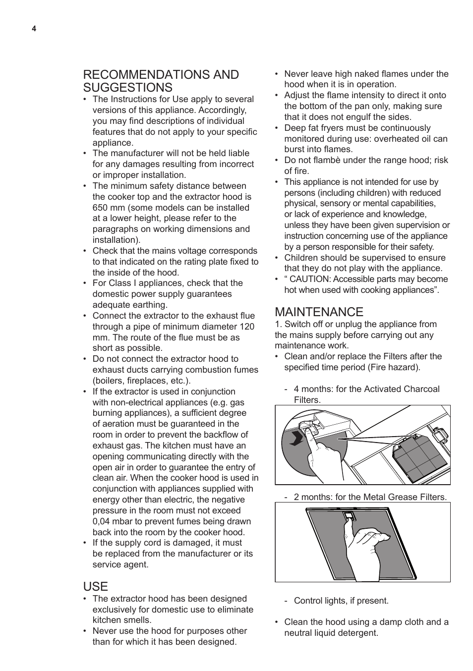 Recommendations and suggestions, Maintenance | AEG X66453MD0 User Manual | Page 4 / 96