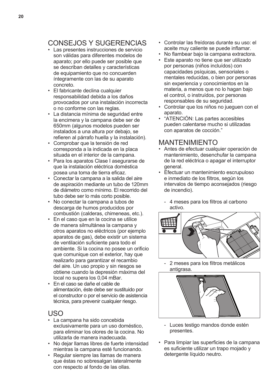 Consejos y sugerencias, Mantenimiento | AEG X59143MD0 User Manual | Page 20 / 72