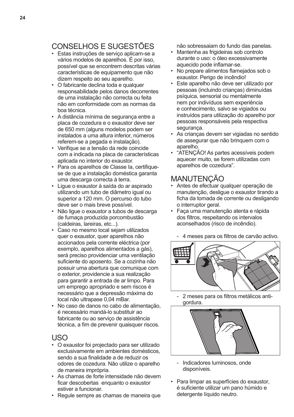 Conselhos e sugestões, Manutenção | AEG X59143MD0 User Manual | Page 24 / 72