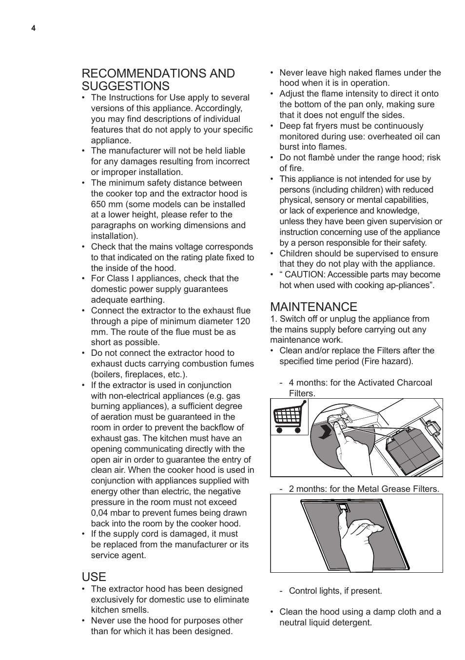 Recommendations and suggestions, Maintenance | AEG X59143MD0 User Manual | Page 4 / 72
