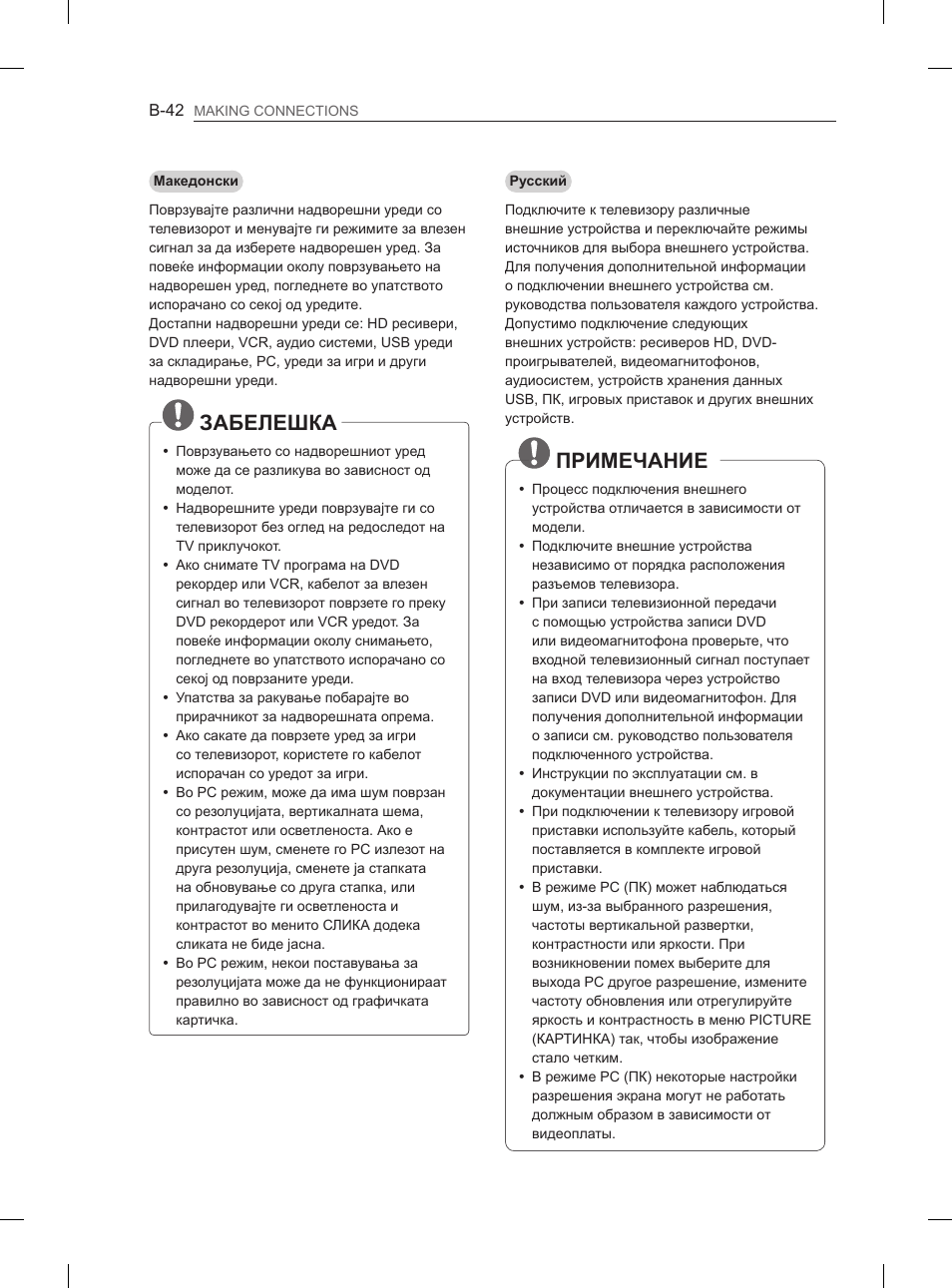 Забелешка, Примечание | LG 47LA6130 User Manual | Page 430 / 436