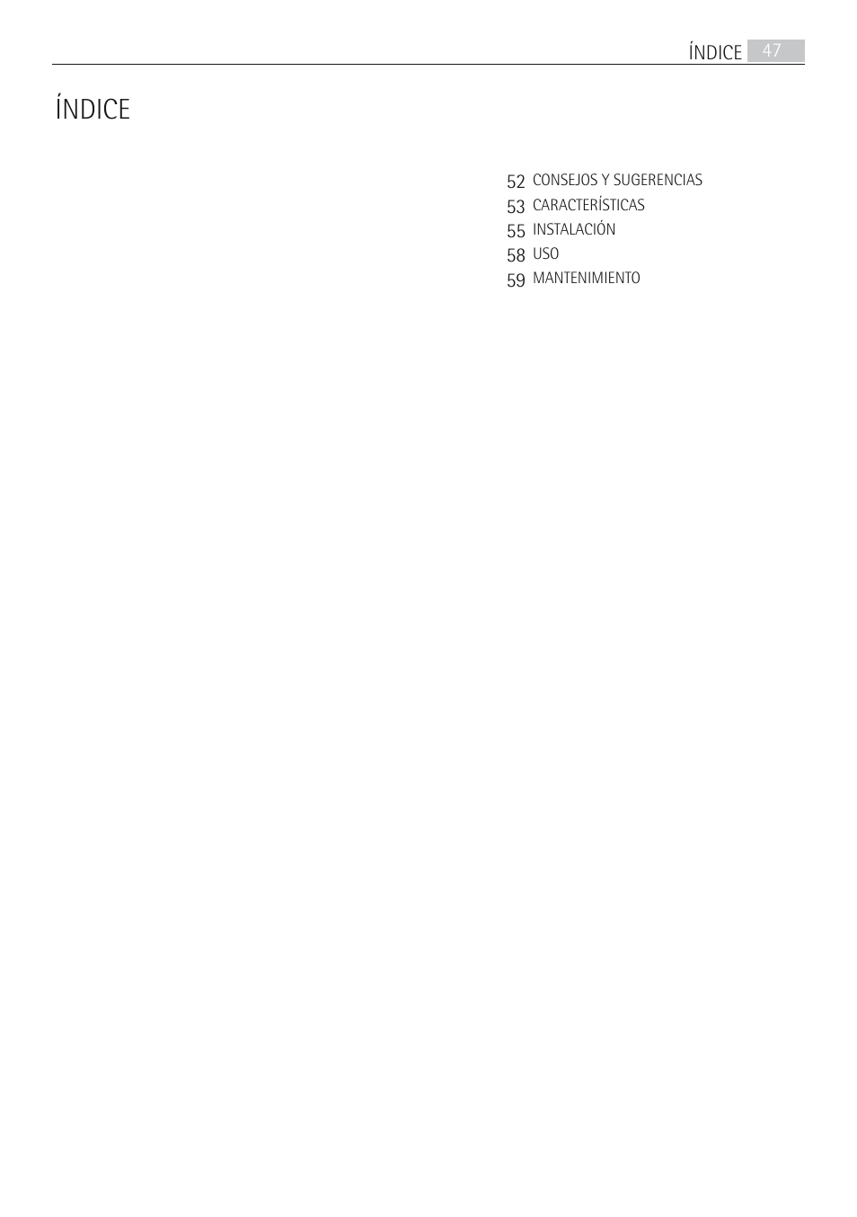 Índice | AEG DD8694-M User Manual | Page 47 / 68