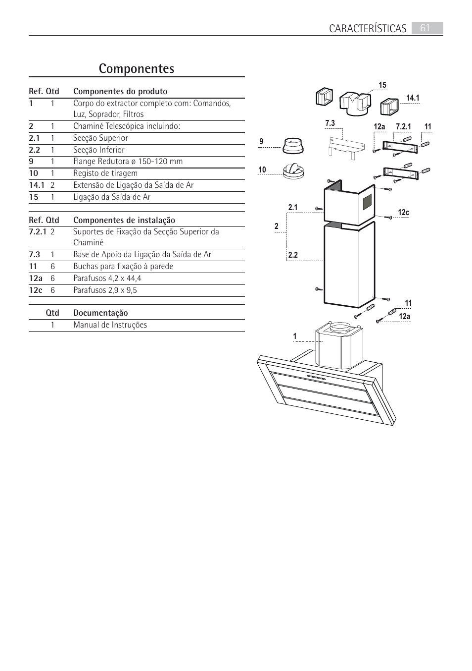Componentes, Características 61 | AEG DD8694-M User Manual | Page 61 / 68
