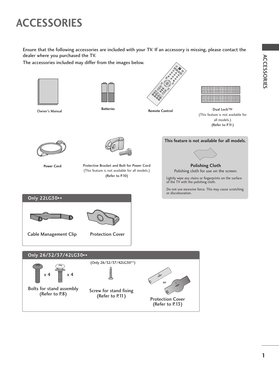 Accessories | LG 26LG300C User Manual | Page 3 / 97