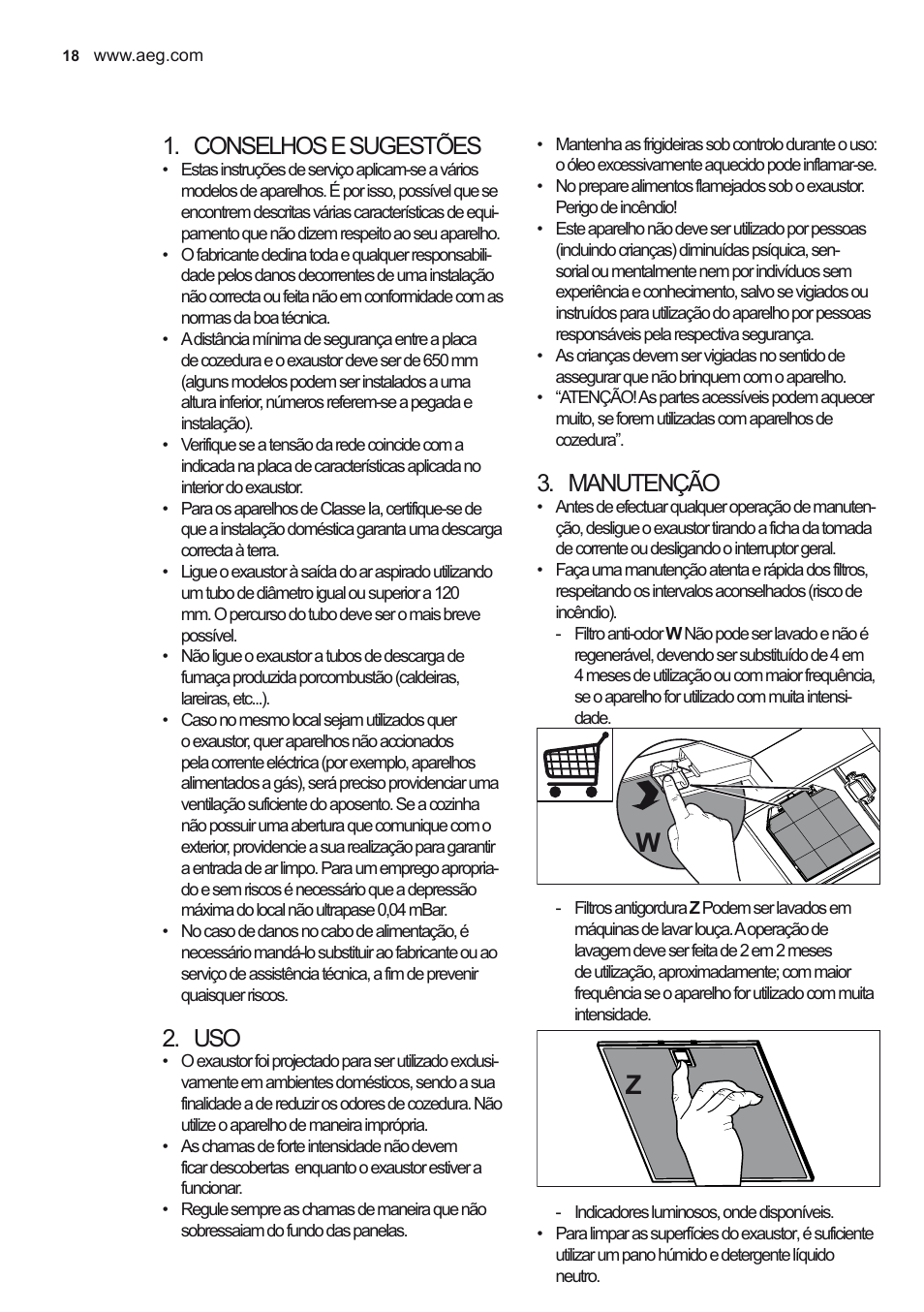 Conselhos e sugestões, Manutenção | AEG DD6690-M User Manual | Page 18 / 96