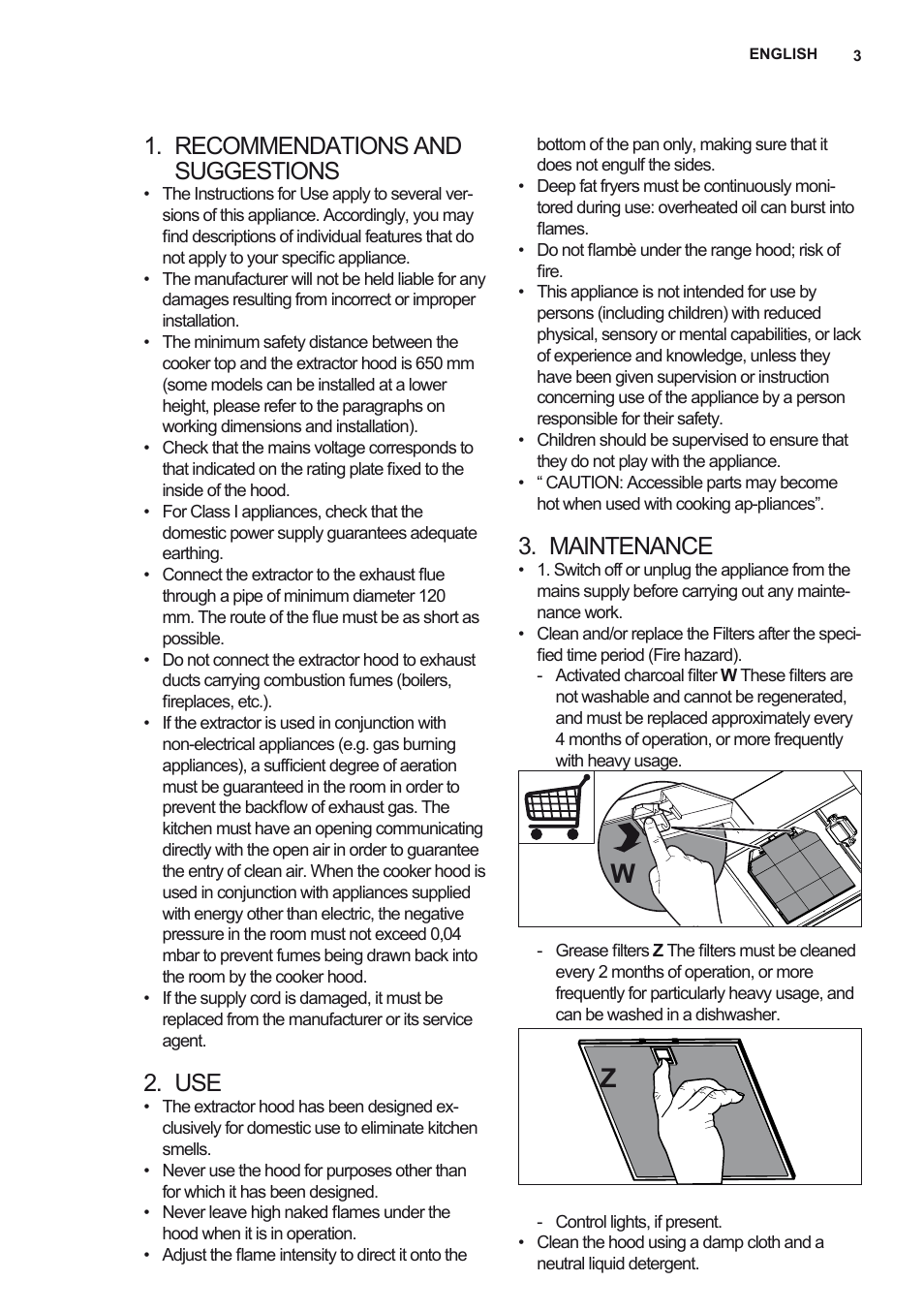 Recommendations and suggestions, Maintenance | AEG DD6690-M User Manual | Page 3 / 96