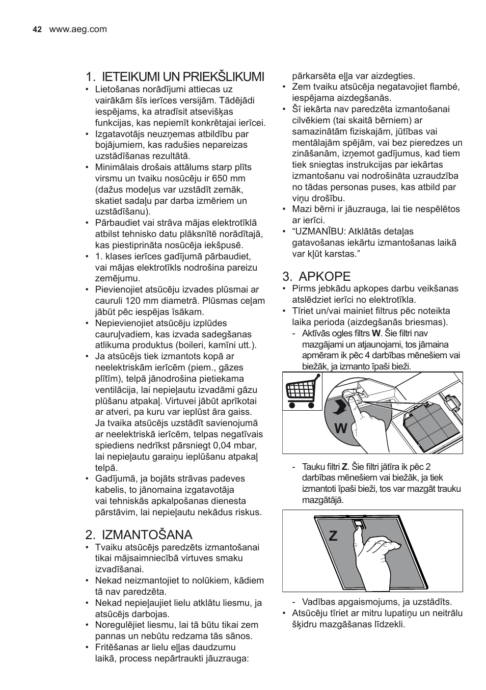 Ieteikumi un priekšlikumi, Izmantošana, Apkope | AEG DD6690-M User Manual | Page 42 / 96
