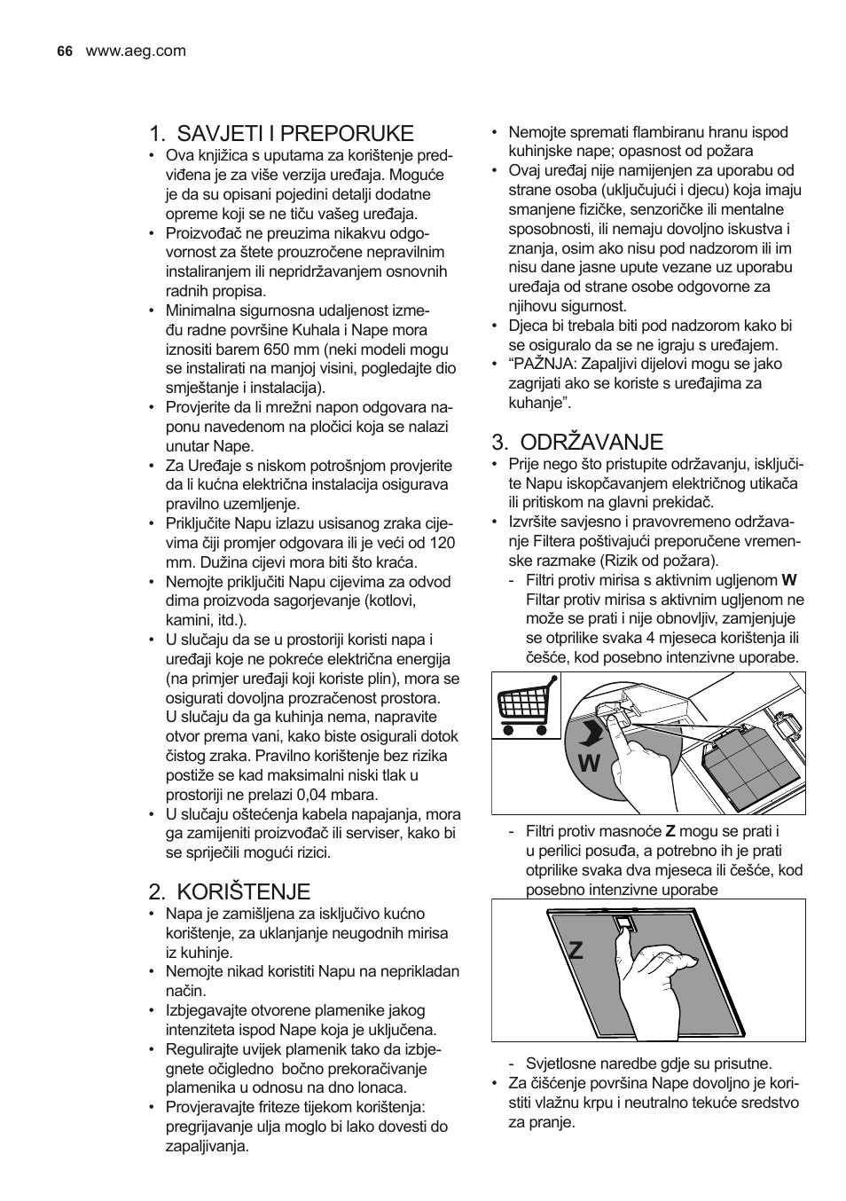 Savjeti i preporuke, Korištenje, Održavanje | AEG DD6690-M User Manual | Page 66 / 96