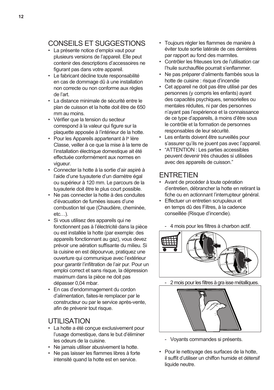 Conseils et suggestions, Utilisation, Entretien | AEG X79283MG0 User Manual | Page 12 / 48