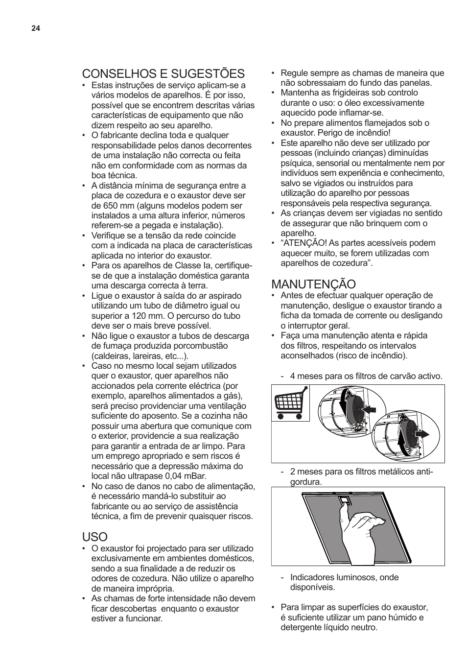 Conselhos e sugestões, Manutenção | AEG X79283MG0 User Manual | Page 24 / 48