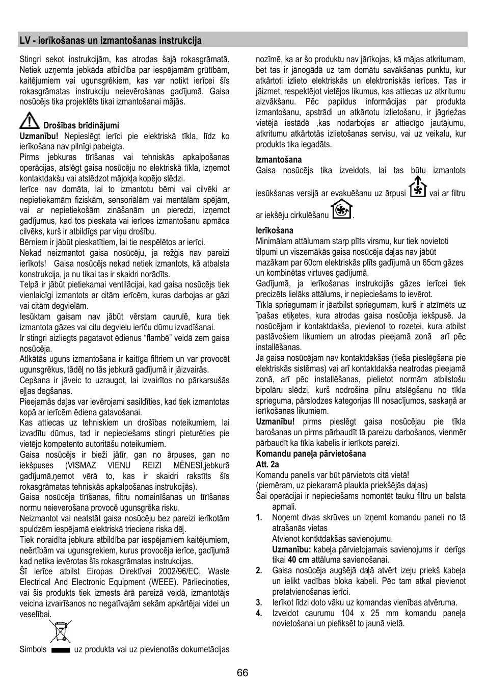 Lv - ierīkošanas un izmantošanas instrukcija | AEG DL 6250 User Manual | Page 66 / 72