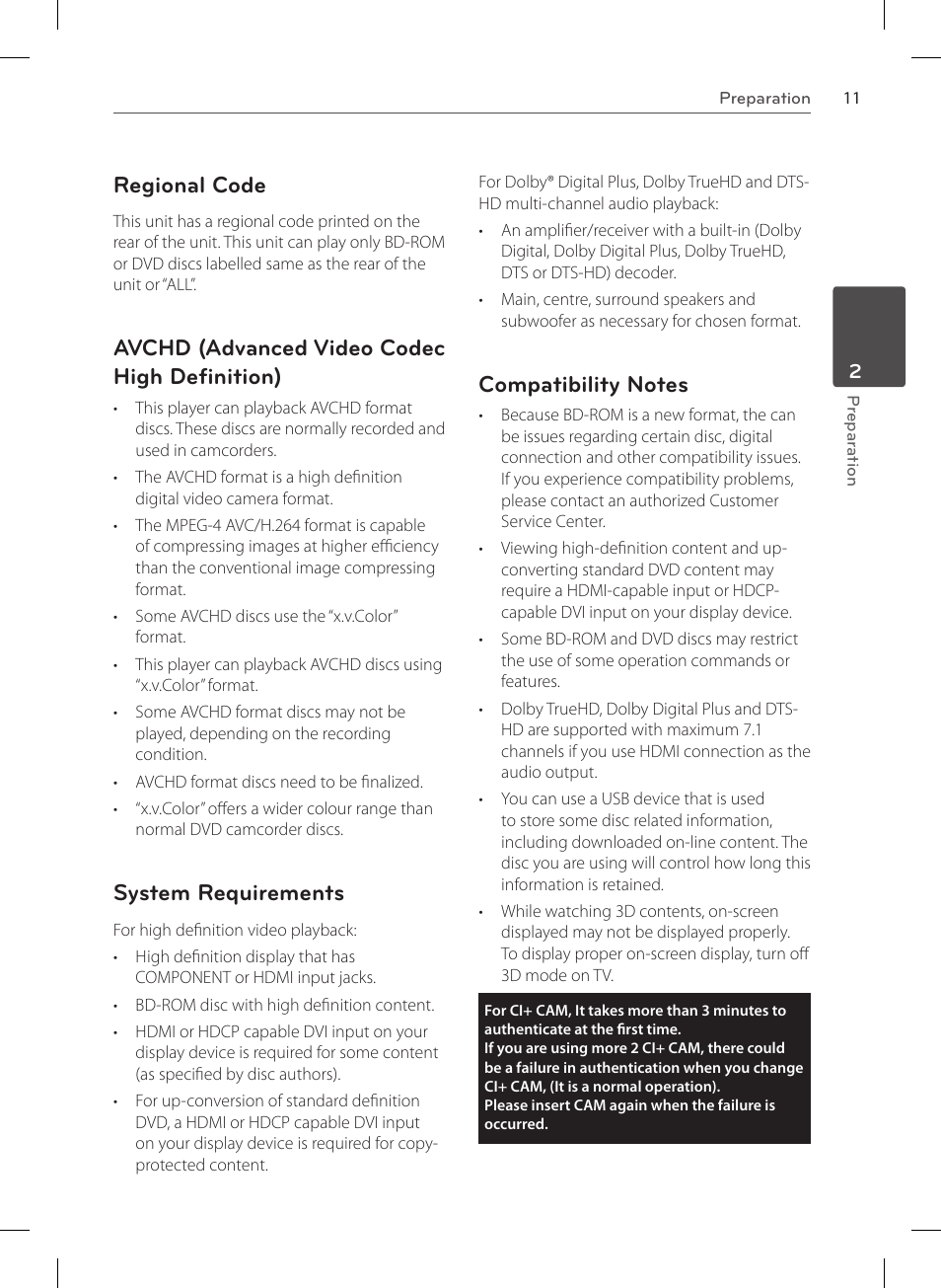 Regional code, Avchd (advanced video codec high definition), System requirements | LG HR570S User Manual | Page 11 / 112