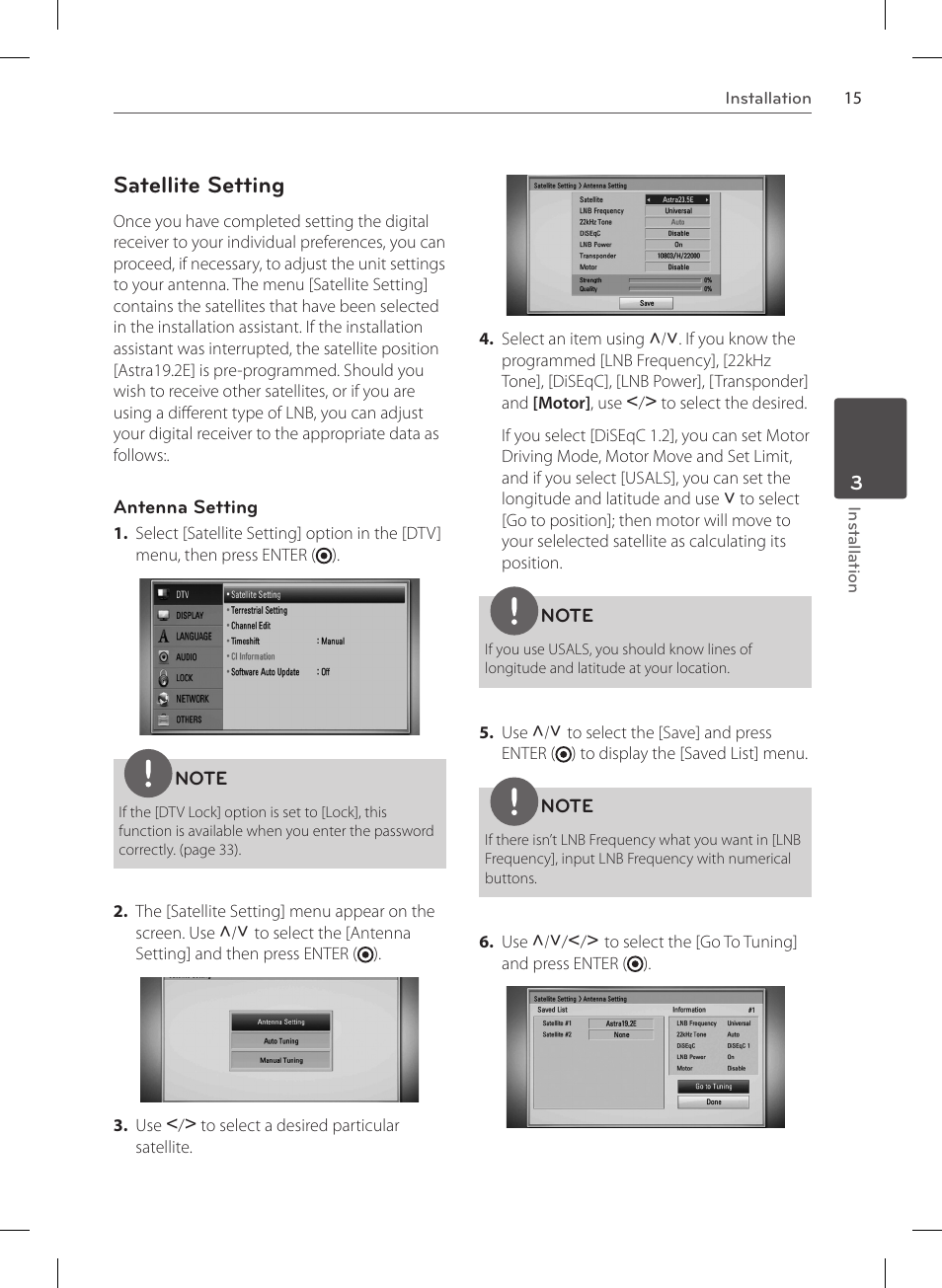 Satellite setting | LG HR570S User Manual | Page 15 / 112