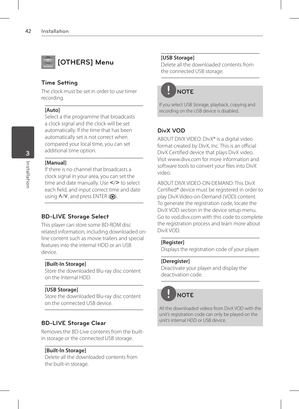 Others] menu | LG HR570S User Manual | Page 42 / 112