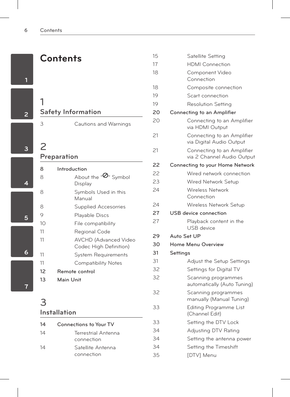 Contents 1, Safety information, Preparation | Installation | LG HR570S User Manual | Page 6 / 112