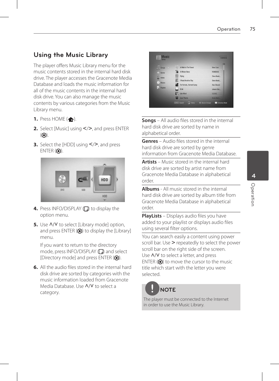 Using the music library | LG HR570S User Manual | Page 75 / 112