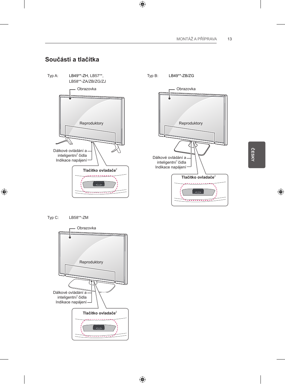 Součásti a tlačítka | LG 32LB5700 User Manual | Page 114 / 395