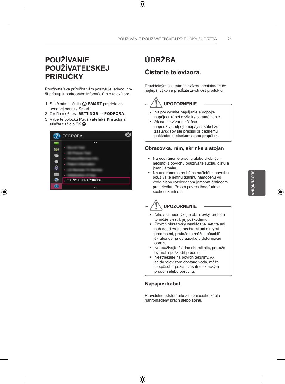 Používanie používateľskej príručky, Údržba, Čistenie televízora | LG 32LB5700 User Manual | Page 144 / 395