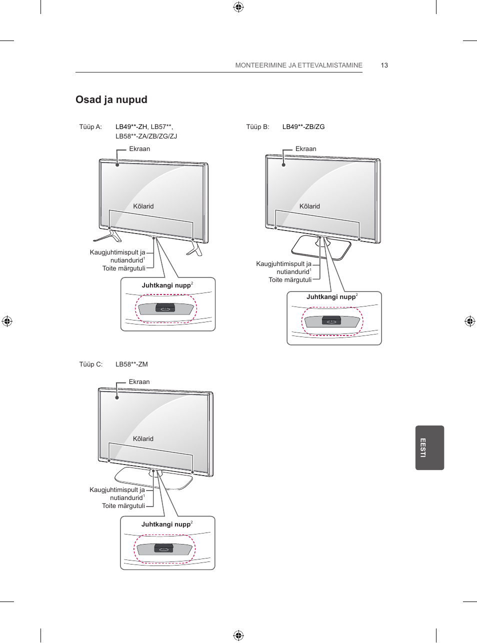 Osad ja nupud | LG 32LB5700 User Manual | Page 202 / 395