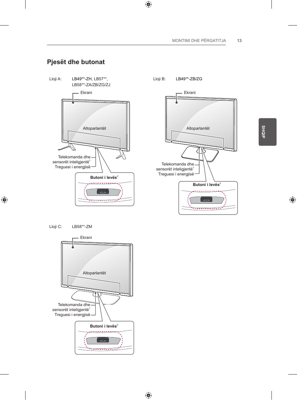 Pjesët dhe butonat | LG 32LB5700 User Manual | Page 312 / 395