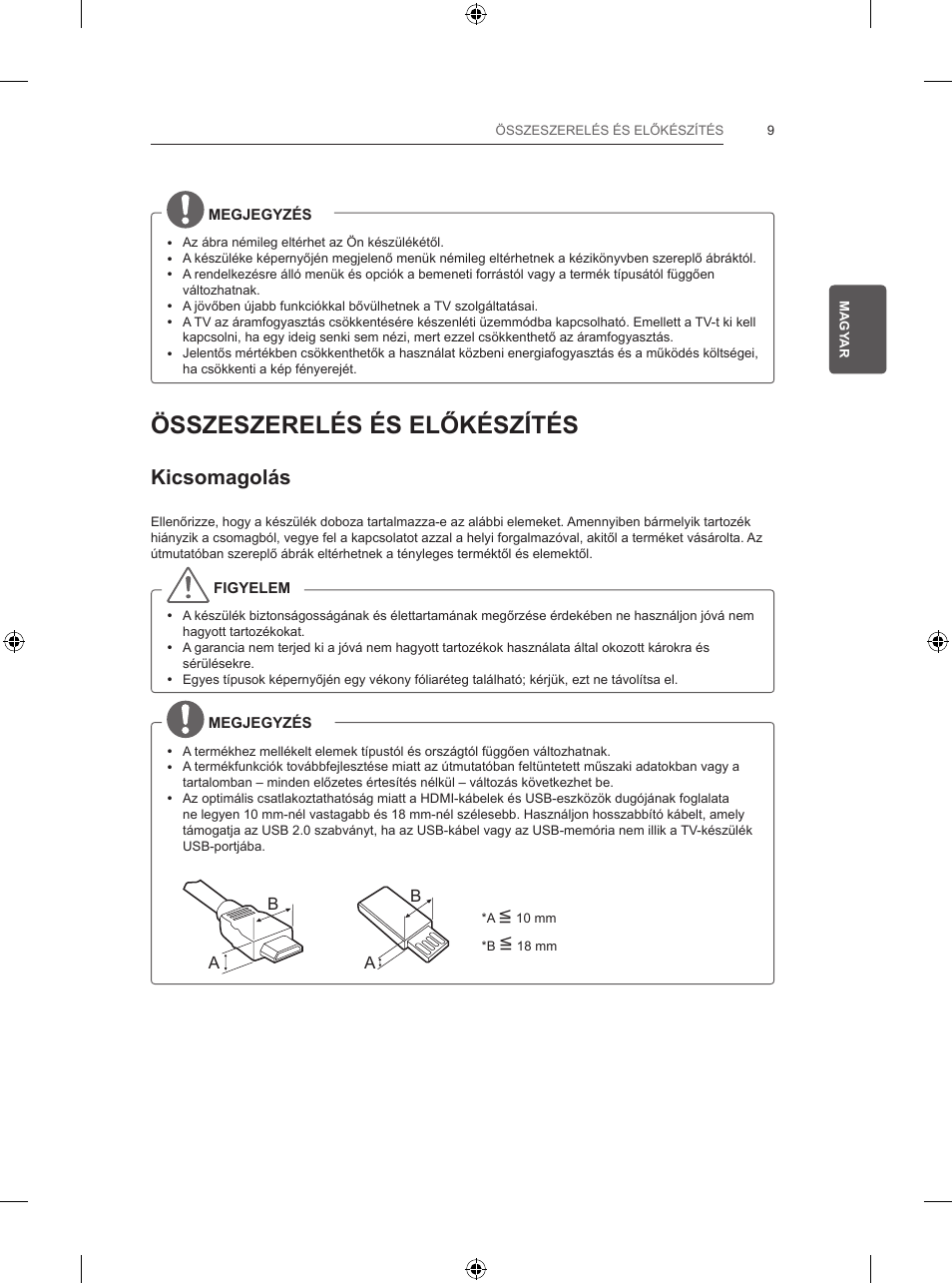 Összeszerelés és előkészítés, Kicsomagolás | LG 32LB5700 User Manual | Page 66 / 395