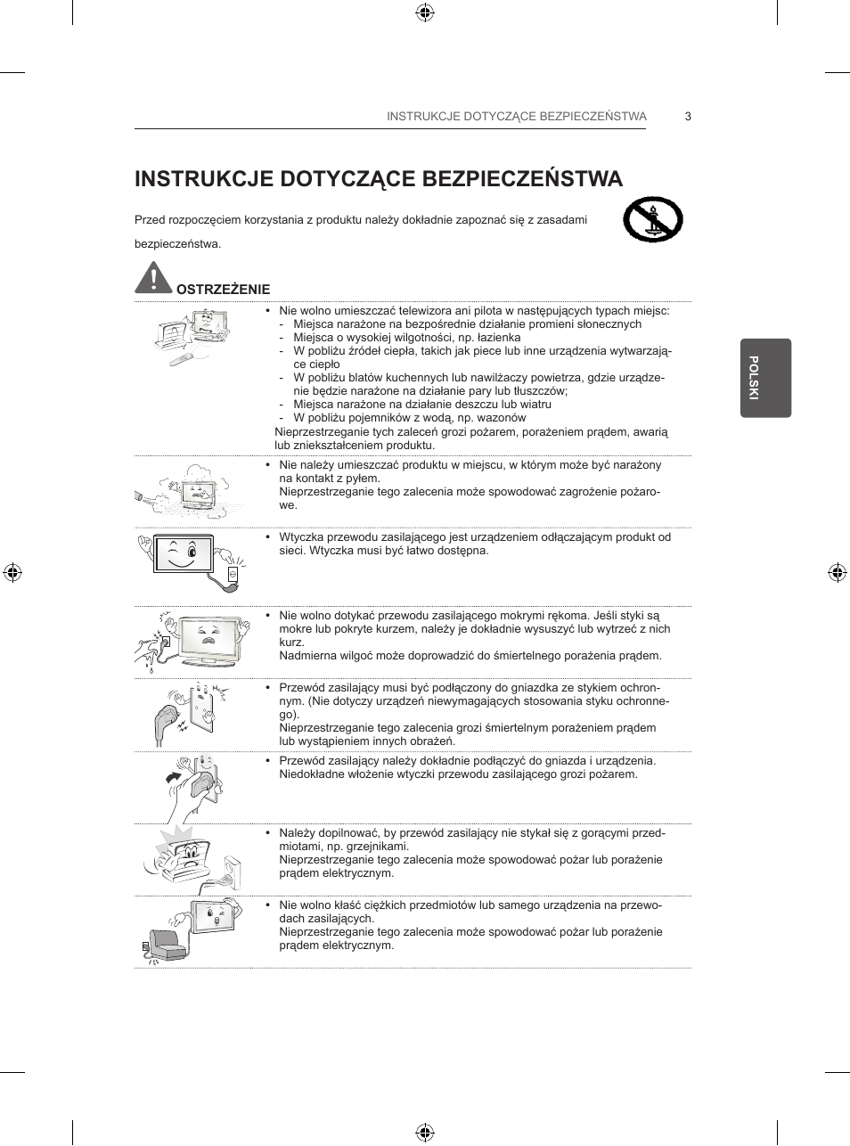 Instrukcje dotyczące bezpieczeństwa | LG 32LB5700 User Manual | Page 82 / 395