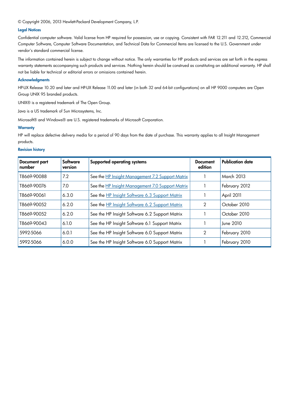 HP Matrix Operating Environment Software User Manual | Page 2 / 99