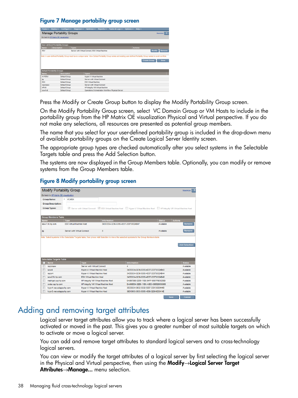 Adding and removing target attributes | HP Matrix Operating Environment Software User Manual | Page 38 / 99