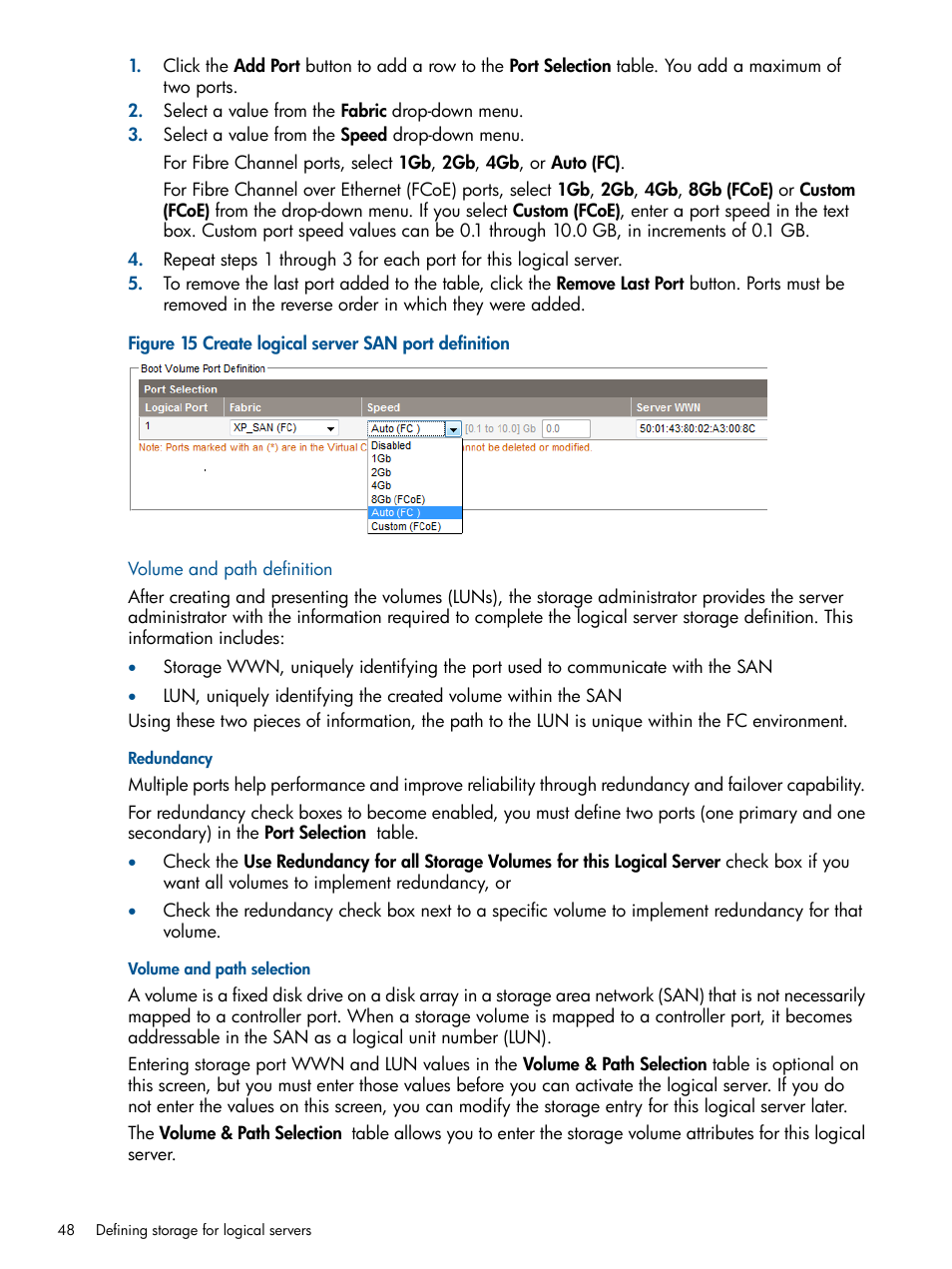 Volume and path definition | HP Matrix Operating Environment Software User Manual | Page 48 / 99