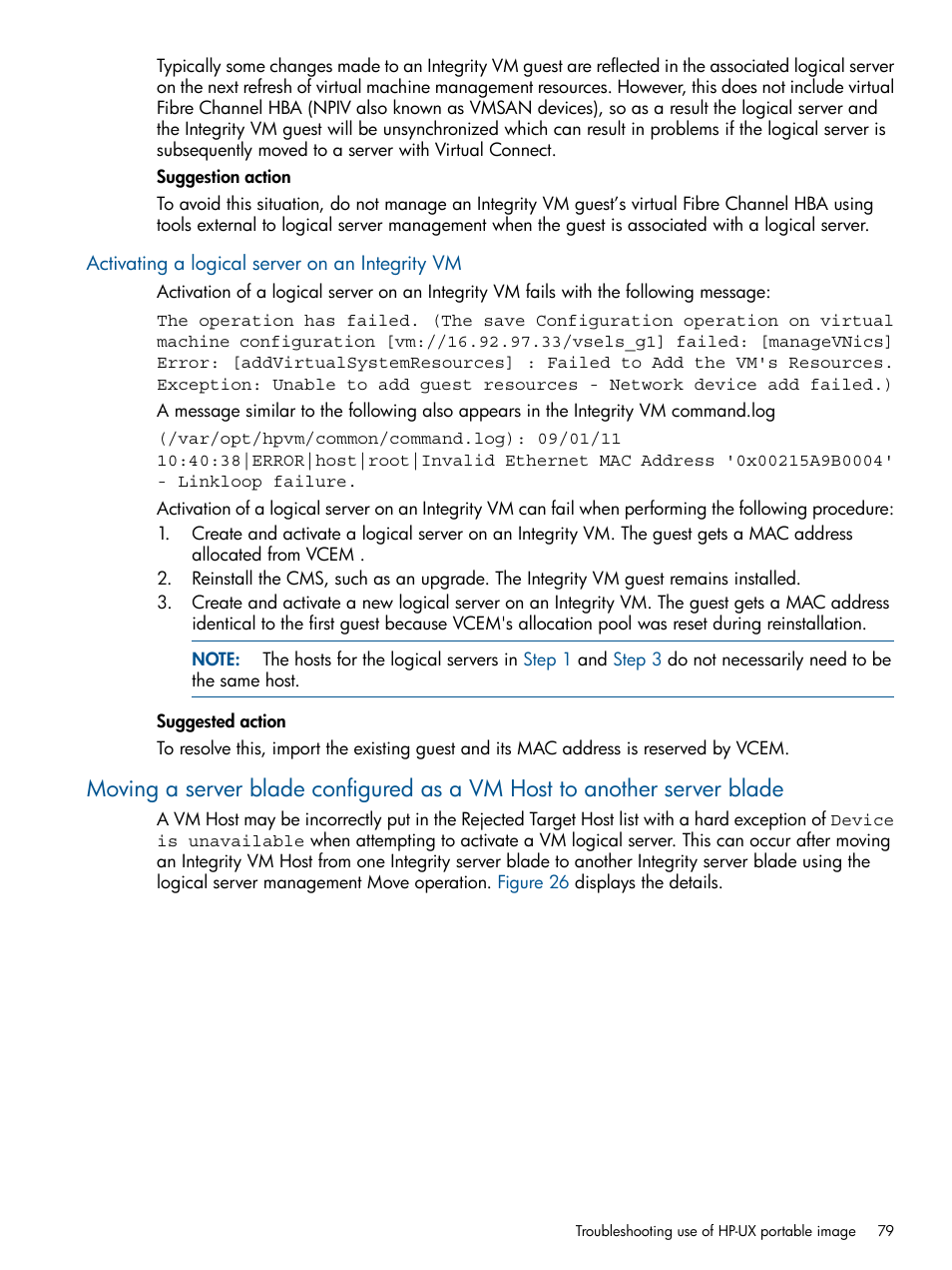 Activating a logical server on an integrity vm | HP Matrix Operating Environment Software User Manual | Page 79 / 99