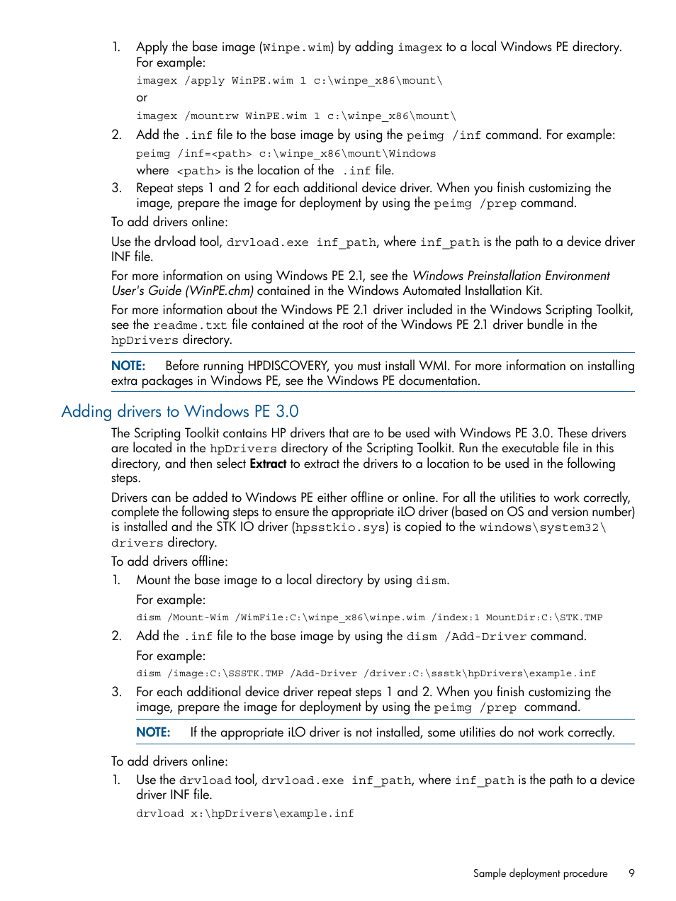 Adding drivers to windows pe 3.0 | HP ProLiant DL380 Server User Manual | Page 9 / 67