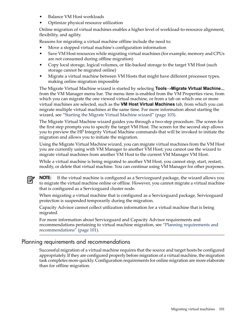 Planning requirements and recommendations | HP Matrix Operating Environment Software User Manual | Page 101 / 138