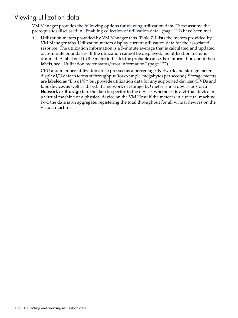 Viewing utilization data | HP Matrix Operating Environment Software User Manual | Page 112 / 138