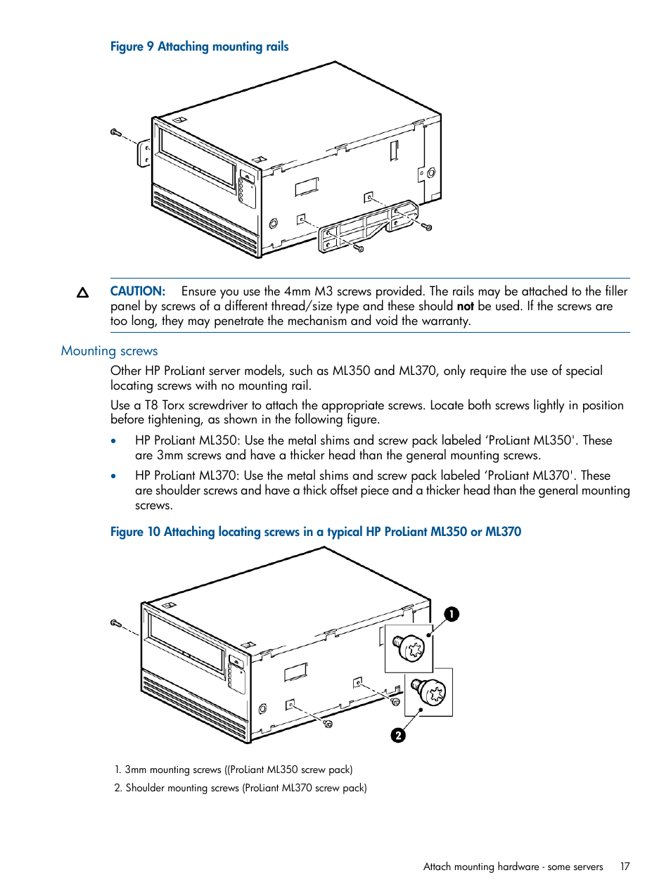 Mounting screws | HP StoreEver Ultrium Tape Drives User Manual | Page 17 / 61