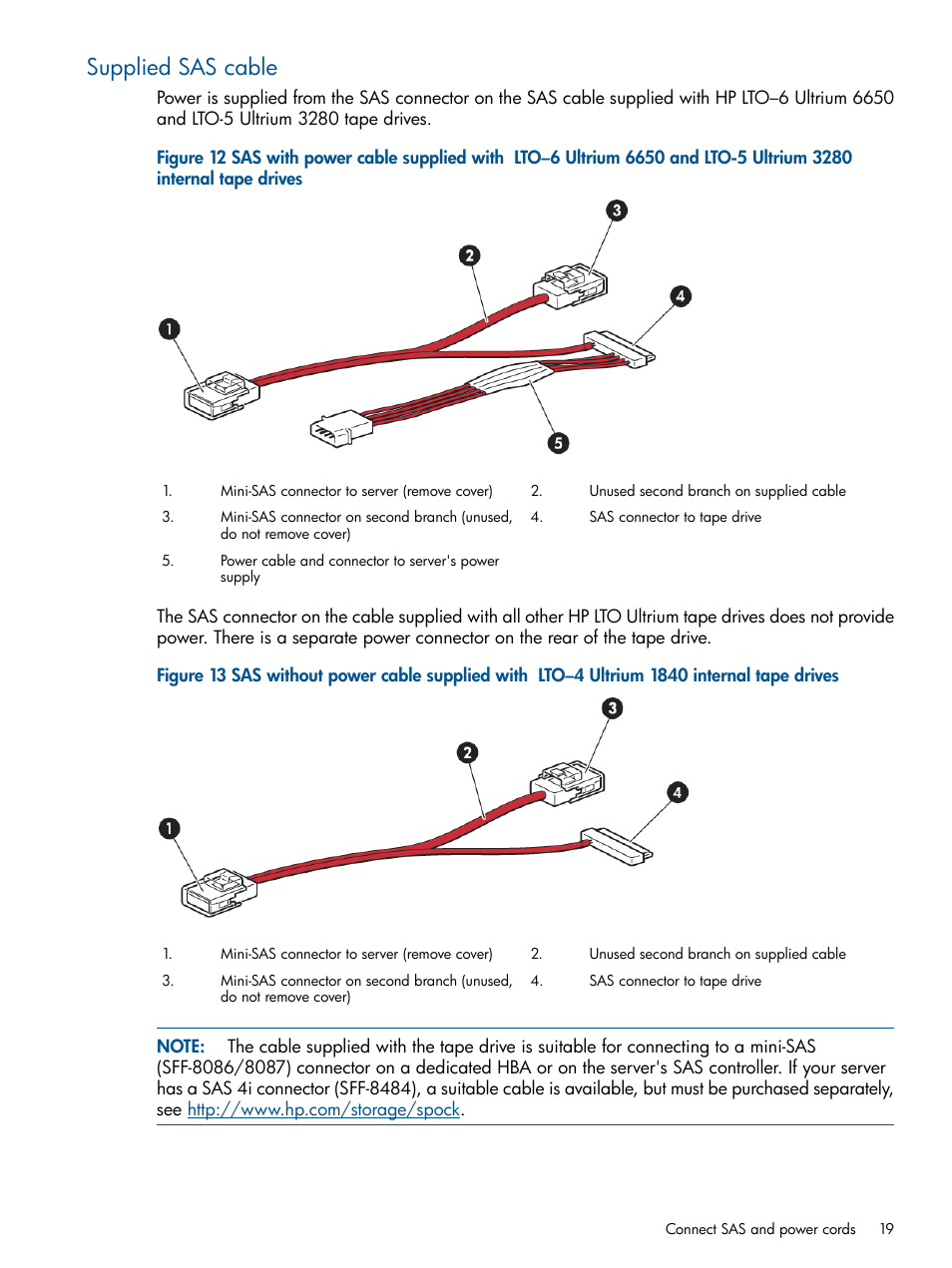Supplied sas cable | HP StoreEver Ultrium Tape Drives User Manual | Page 19 / 61