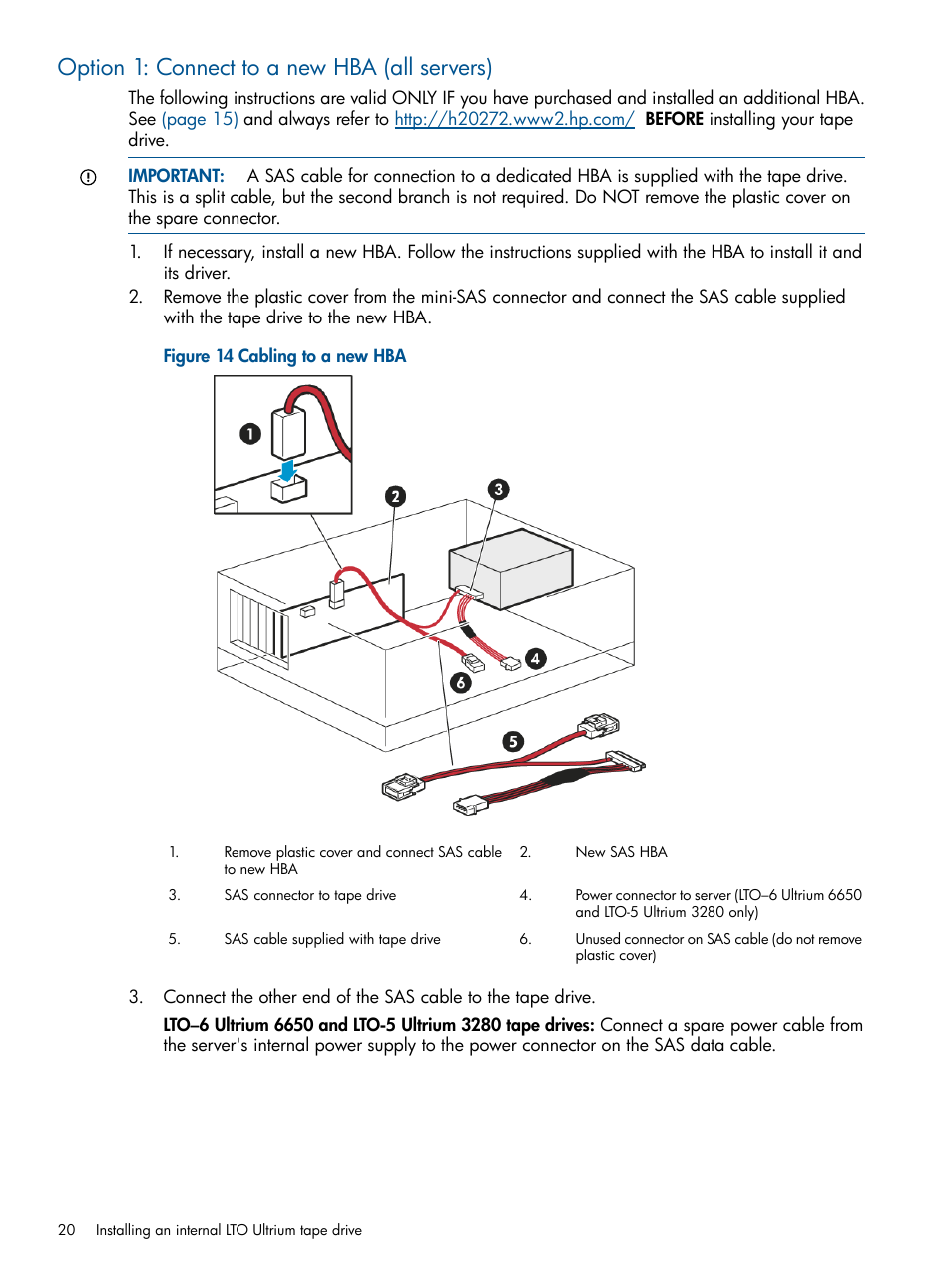 Option 1: connect to a new hba (all servers) | HP StoreEver Ultrium Tape Drives User Manual | Page 20 / 61