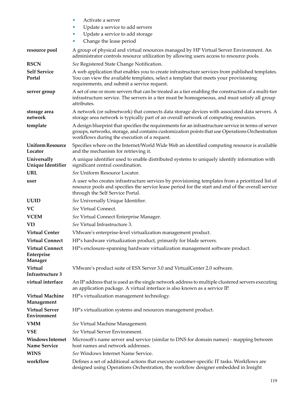 Resource pools, Template, Users | Templates, Resources | HP Matrix Operating Environment Software User Manual | Page 119 / 128