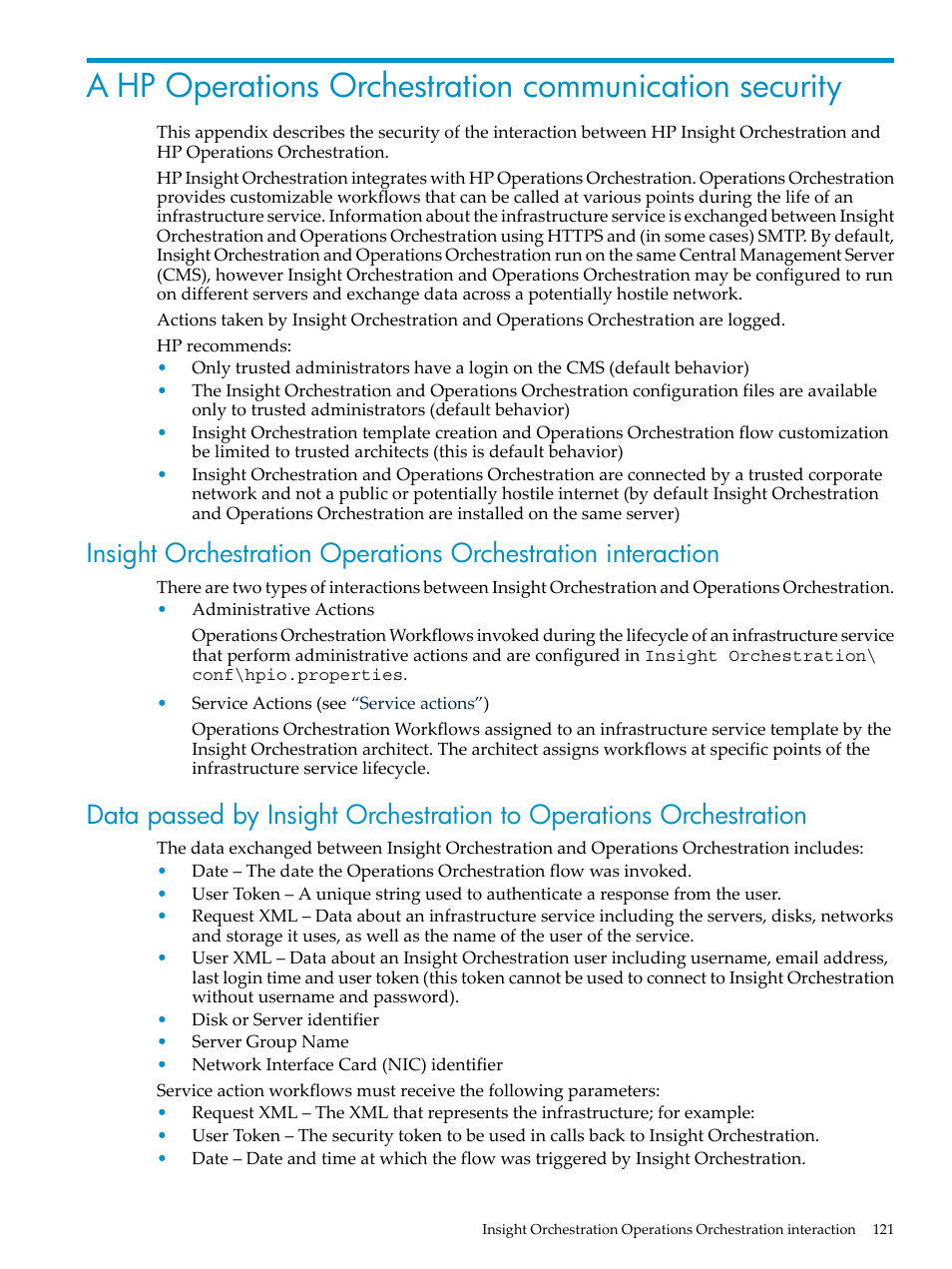 Appendix a “hp operations, Orchestration communication security | HP Matrix Operating Environment Software User Manual | Page 121 / 128