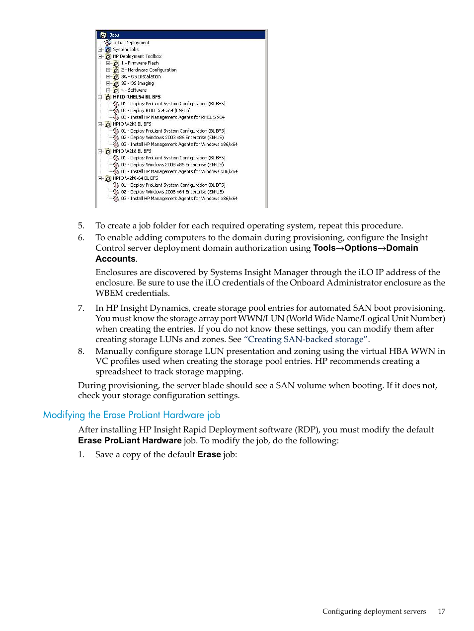 Modifying the erase proliant hardware job | HP Matrix Operating Environment Software User Manual | Page 17 / 128
