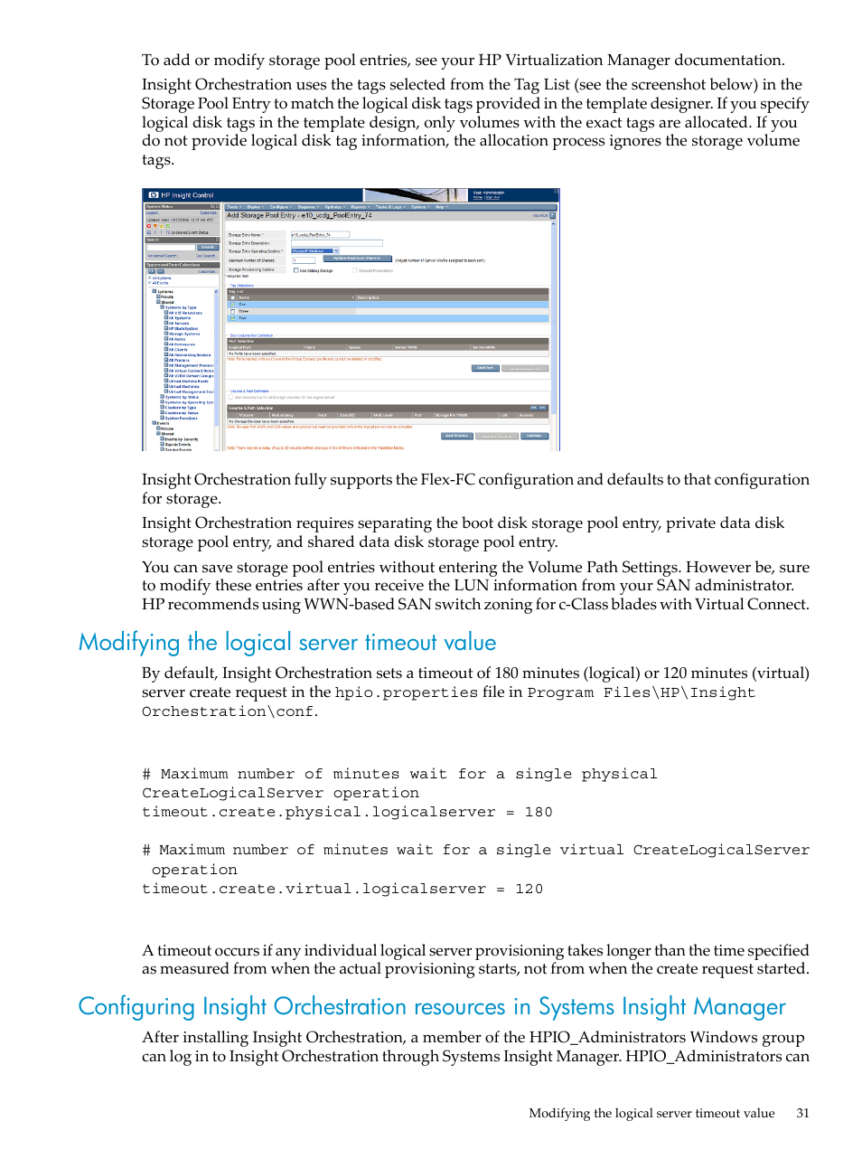 Modifying the logical server timeout value | HP Matrix Operating Environment Software User Manual | Page 31 / 128