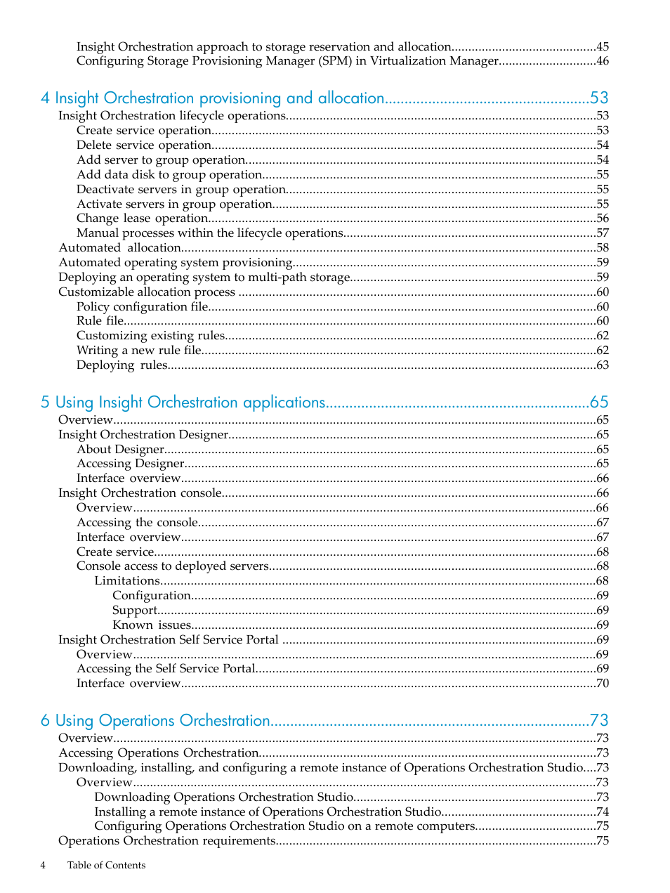 5 using insight orchestration applications, 6 using operations orchestration | HP Matrix Operating Environment Software User Manual | Page 4 / 128