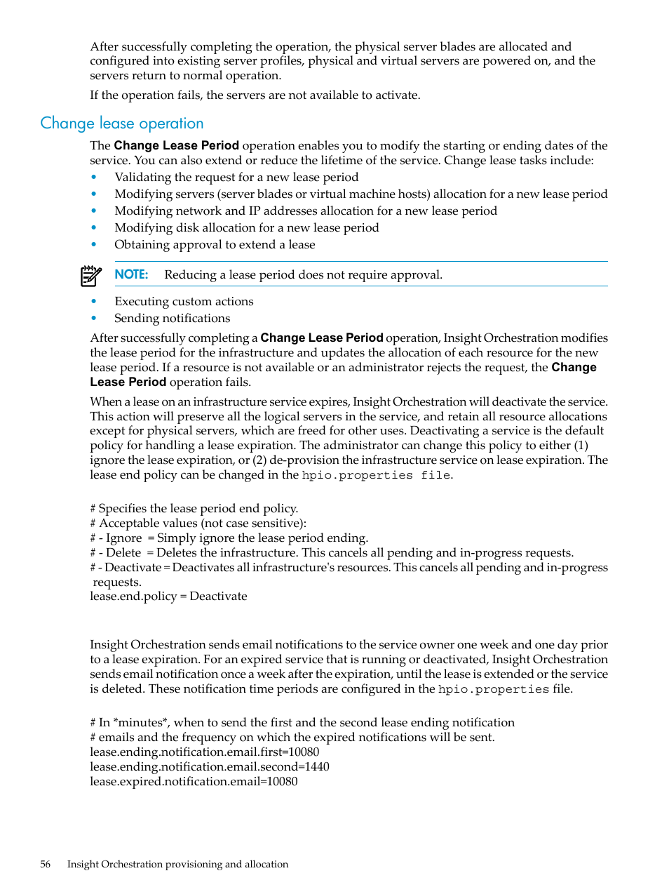 Change lease operation | HP Matrix Operating Environment Software User Manual | Page 56 / 128