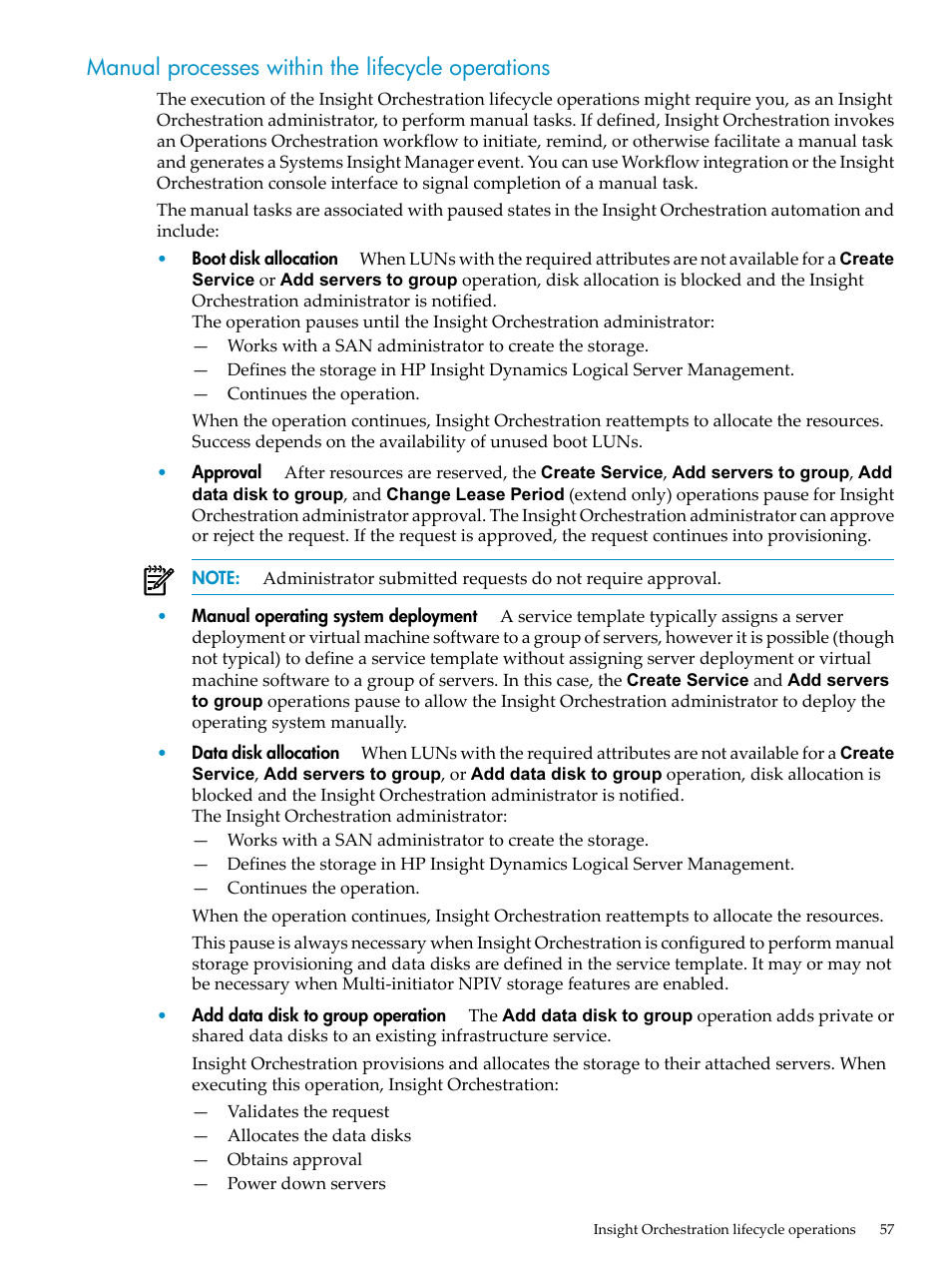 Manual processes within the lifecycle operations | HP Matrix Operating Environment Software User Manual | Page 57 / 128