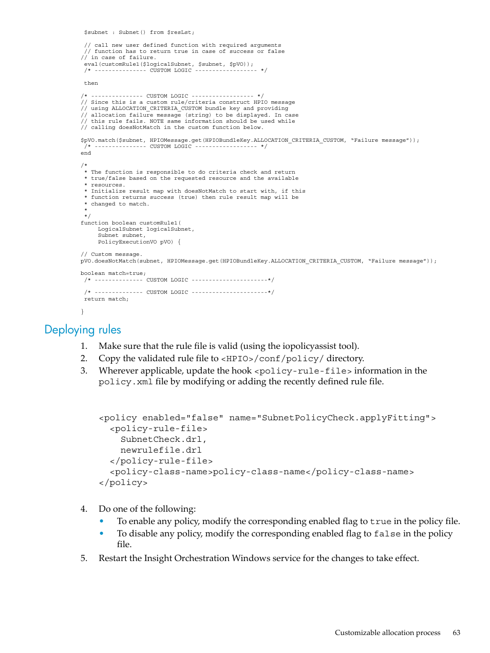Deploying rules | HP Matrix Operating Environment Software User Manual | Page 63 / 128