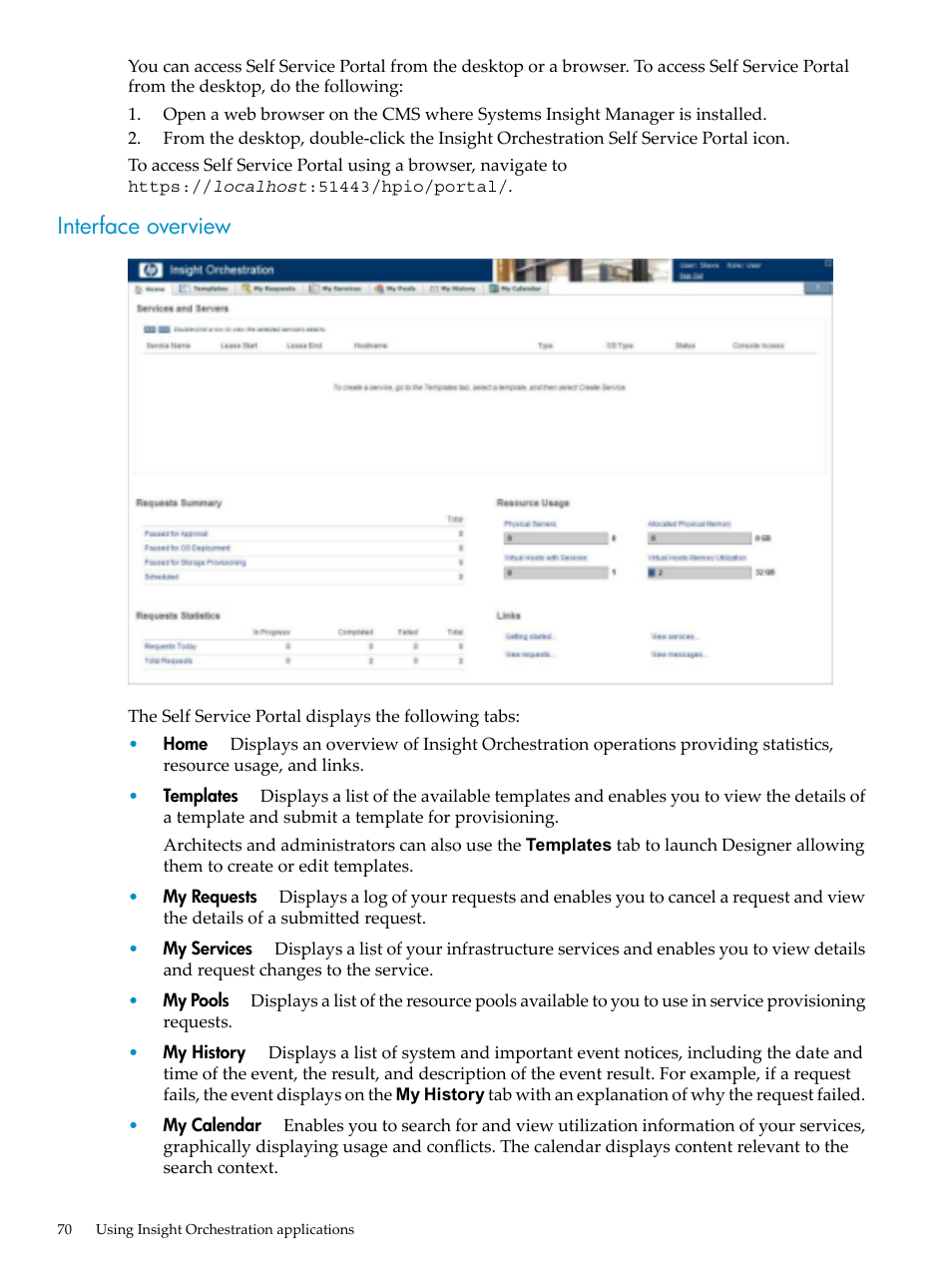 Interface overview | HP Matrix Operating Environment Software User Manual | Page 70 / 128